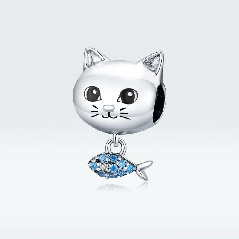 (bilde for) Pandora Style Silver Kitty Love Fish Charm - BSC226 - Vis 5