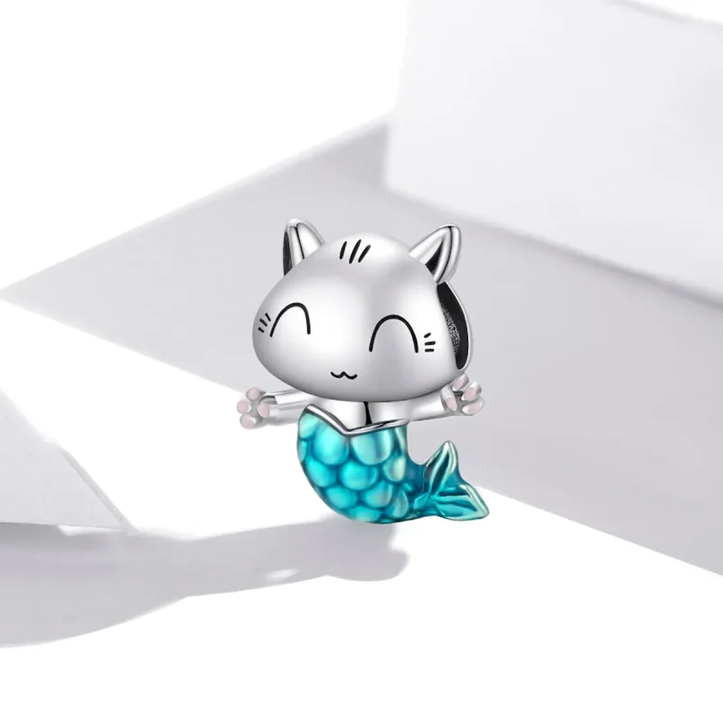 (bilde for) Pandora Style Silver Kitty Mermaid Charm - SCC1852 - Vis 2