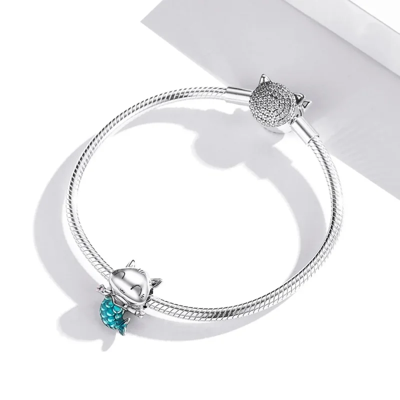 (bilde for) Pandora Style Silver Kitty Mermaid Charm - SCC1852 - Vis 3