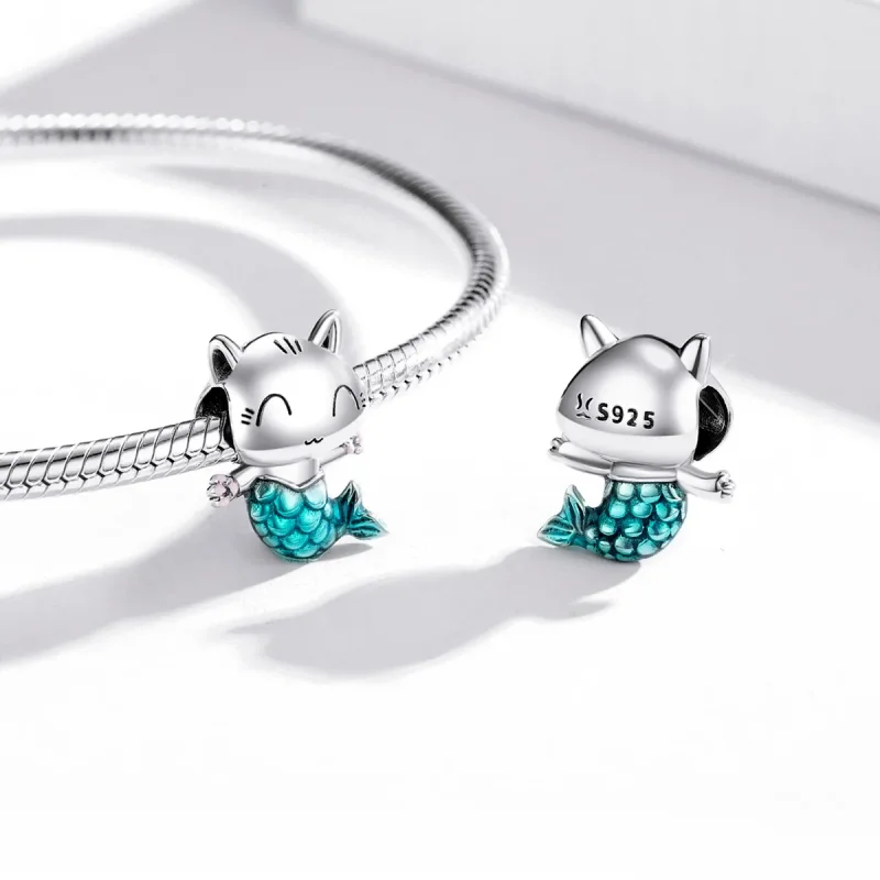 (bilde for) Pandora Style Silver Kitty Mermaid Charm - SCC1852 - Vis 4