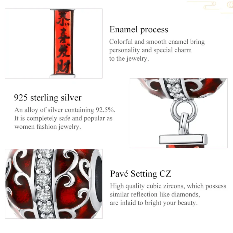 (bilde for) Pandora Style Silver Lantern Charm - BSC134 - Vis 6