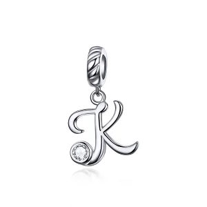 (bilde for) Pandora Style Silver Letter K Dingle - SCC1183-K