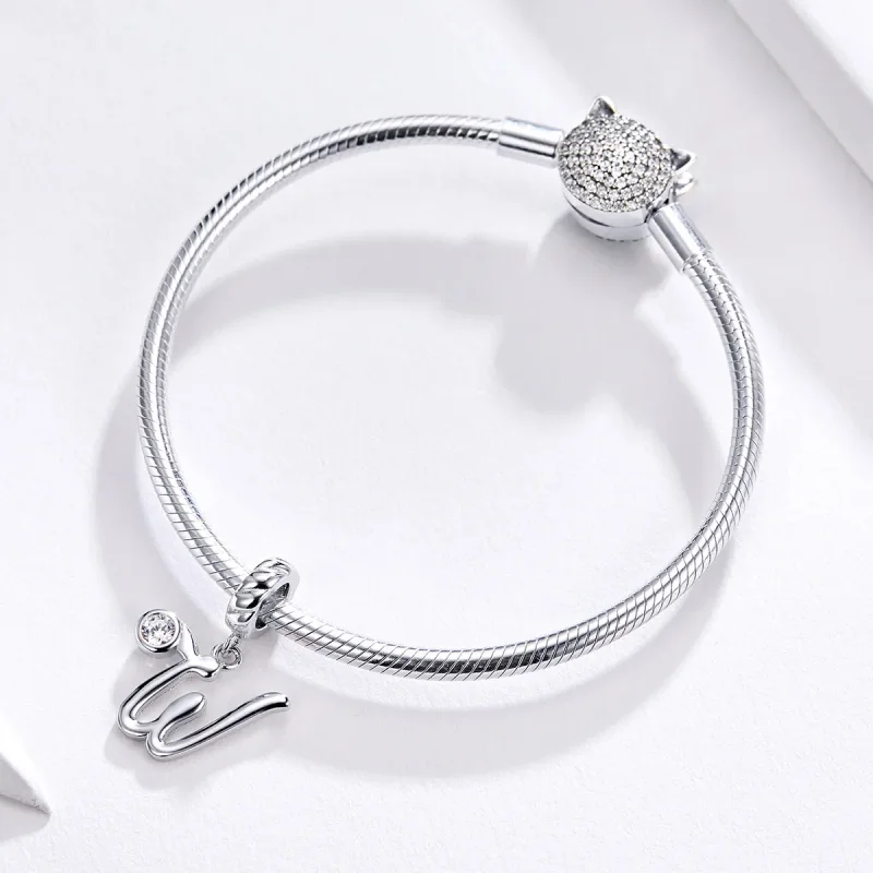 (bilde for) Pandora Style Silver Letter W Dangle - SCC1183-W - Vis 2