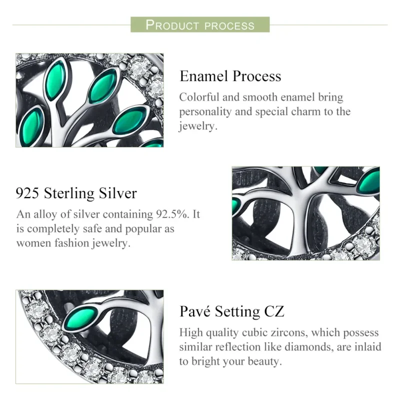 (bilde for) Pandora Style Silver Life Tree Charm - SCC1095 - Vis 4