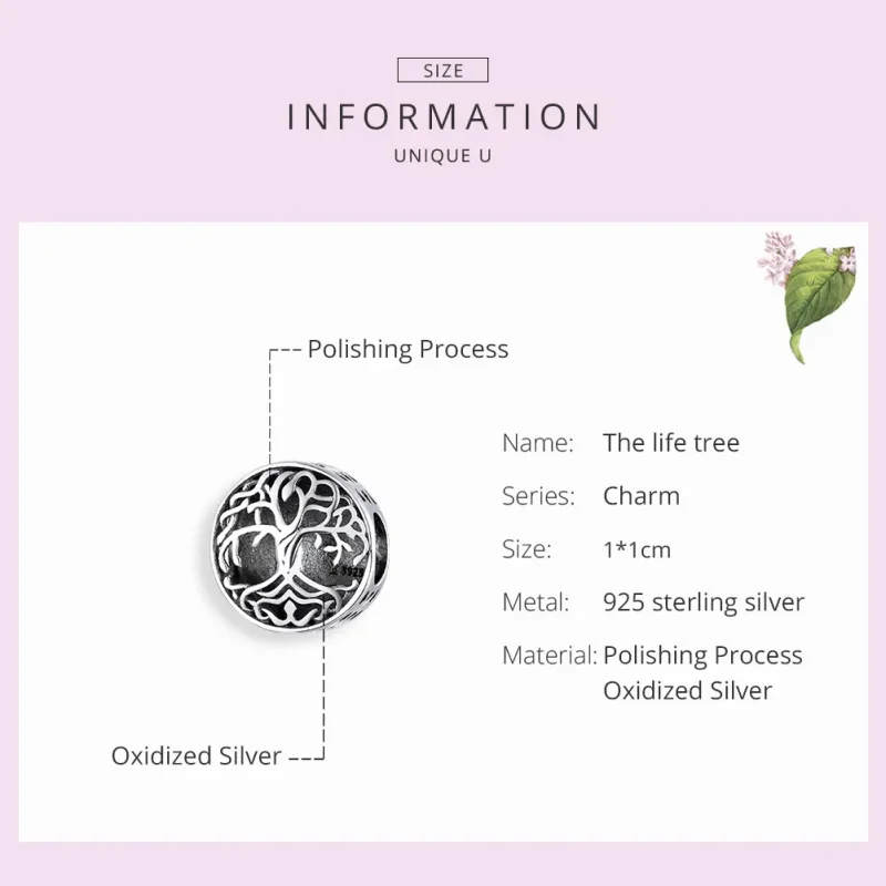 (bilde for) Pandora Style Silver Life Tree Charm - SCC1457 - Vis 7