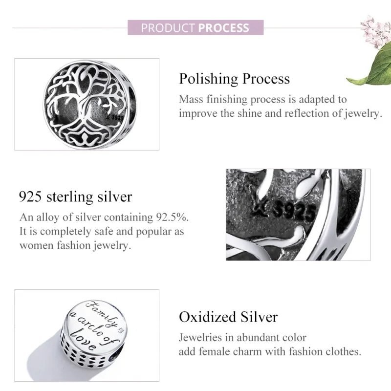 (bilde for) Pandora Style Silver Life Tree Charm - SCC1457 - Vis 8