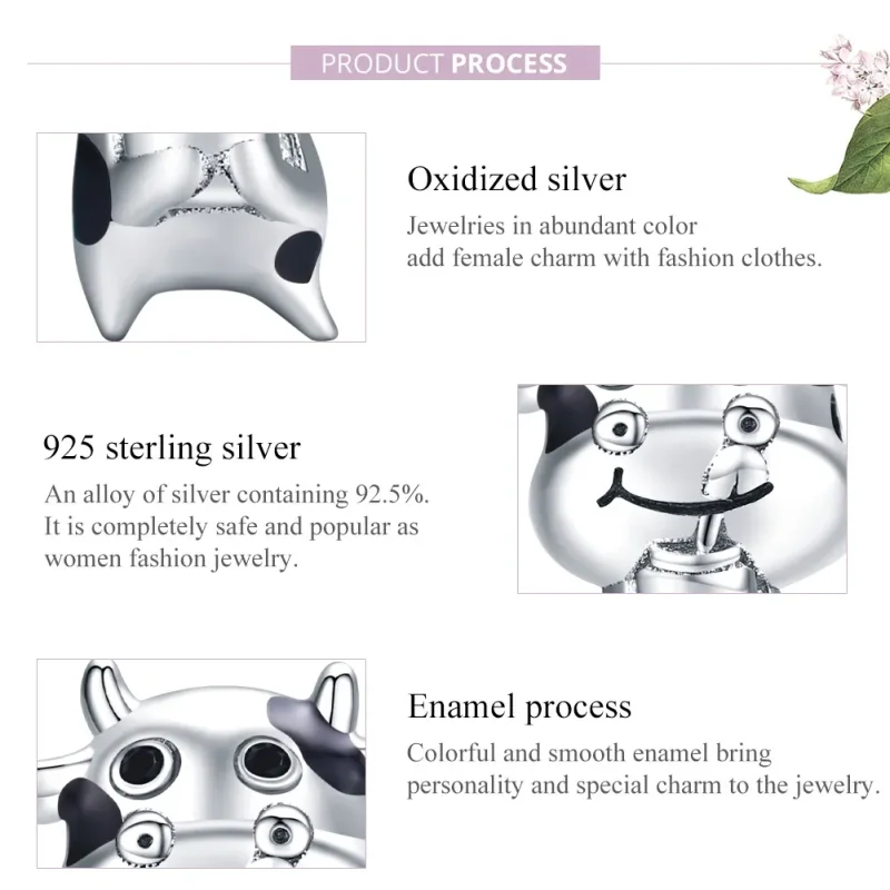 (bilde for) Pandora Style Silver Little Cow Charm - SCC1574 - Vis 8