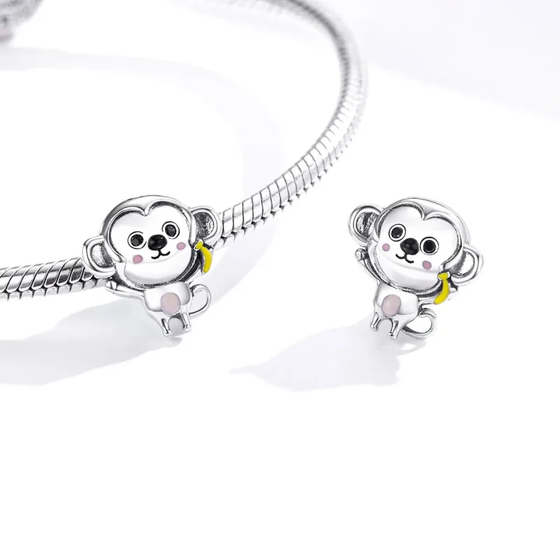 (bilde for) Pandora Style Silver Little Monkey Charm - SCC1575 - Vis 4