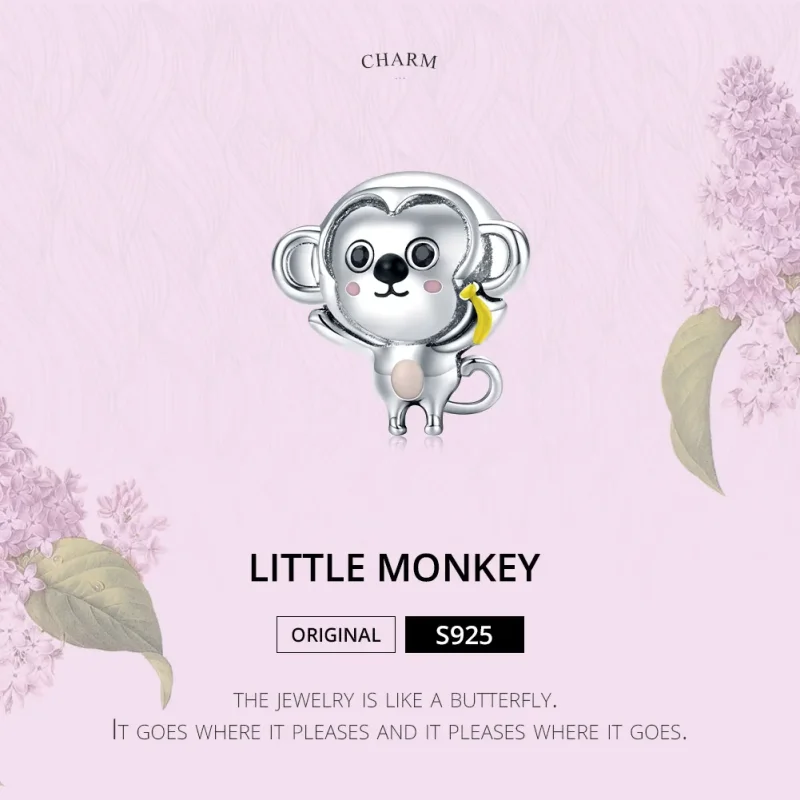 (bilde for) Pandora Style Silver Little Monkey Charm - SCC1575 - Vis 6