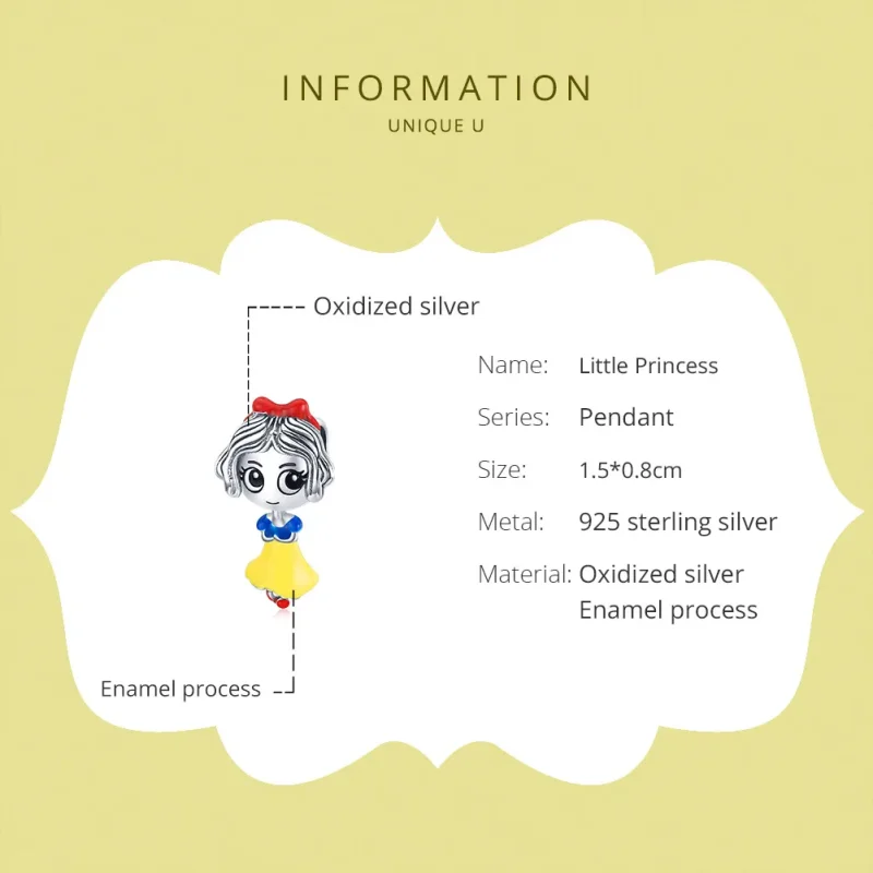 (bilde for) Pandora Style Silver Little Princess Charm - SCC1814 - Vis 6