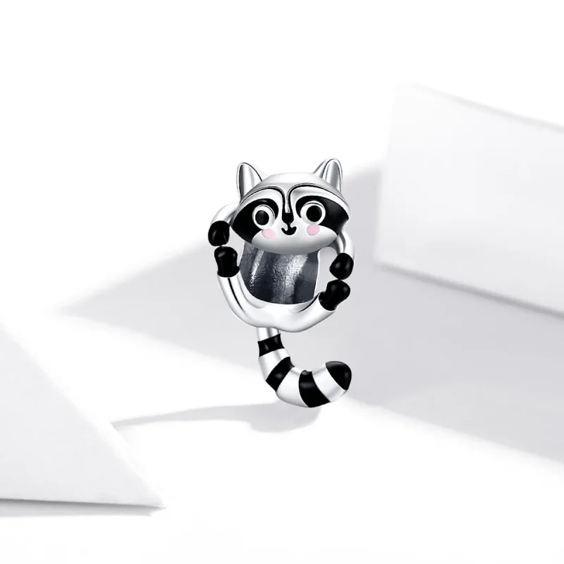 (bilde for) Pandora Style Silver Little Raccoon Charm - BSC403 - Vis 2