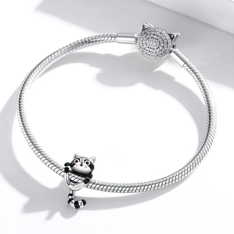 (bilde for) Pandora Style Silver Little Raccoon Charm - BSC403 - Vis 3
