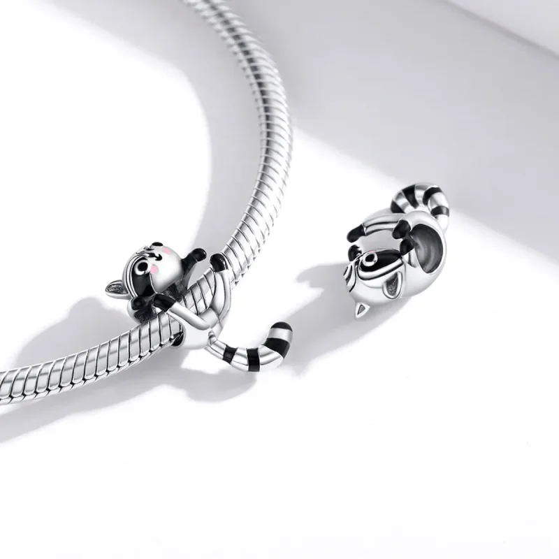 (bilde for) Pandora Style Silver Little Raccoon Charm - BSC403 - Vis 4
