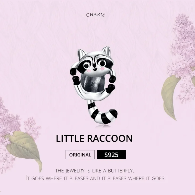 (bilde for) Pandora Style Silver Little Raccoon Charm - BSC403 - Vis 6