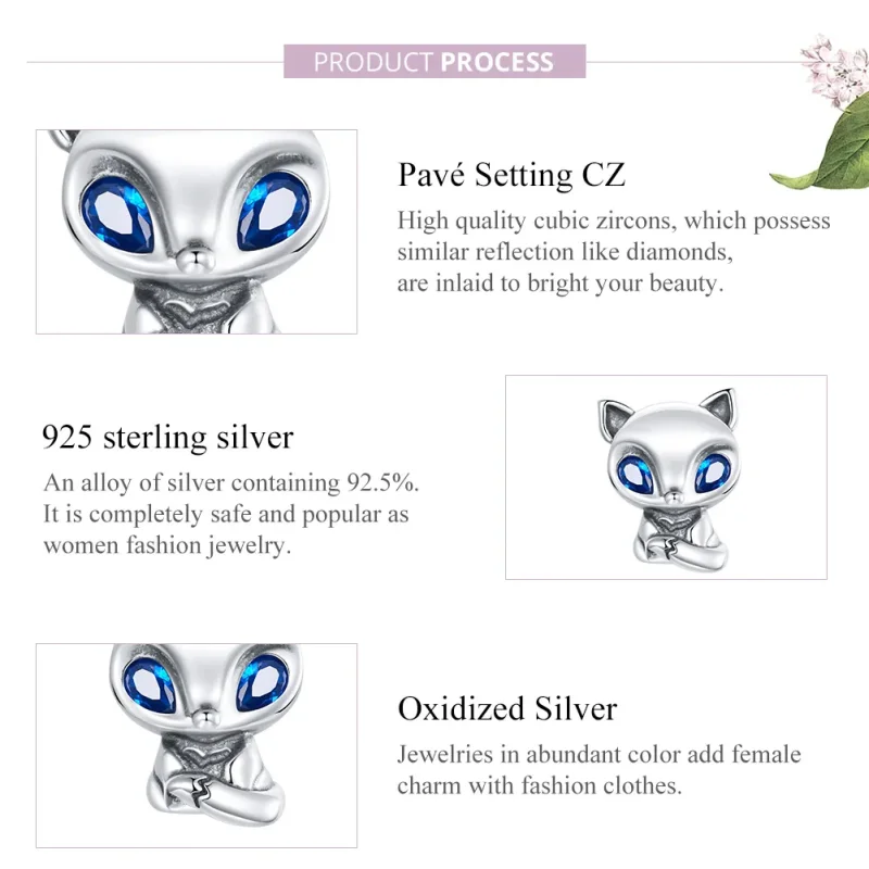 (bilde for) Pandora Style Silver Lively Little Fox Charm - SCC1808 - Vis 8