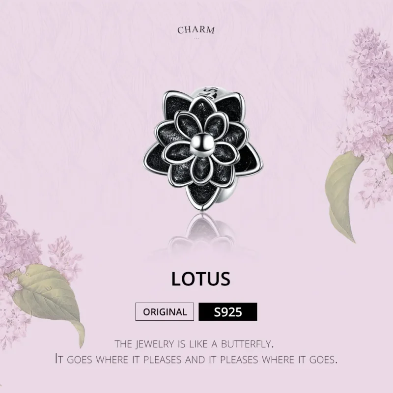 (bilde for) Pandora Style Silver Lotus Charm - SCC1196 - Vis 2