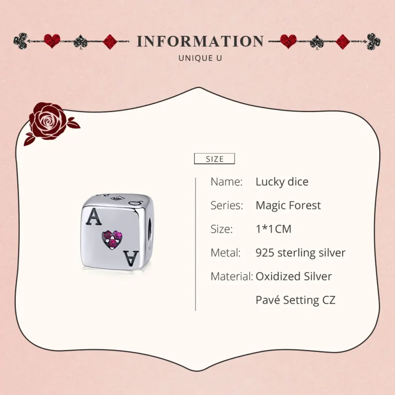 (bilde for) Pandora Style Silver Love Dice Charm - SCC1440 - Vis 7