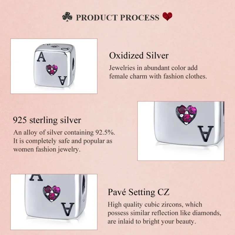 (bilde for) Pandora Style Silver Love Dice Charm - SCC1440 - Vis 8