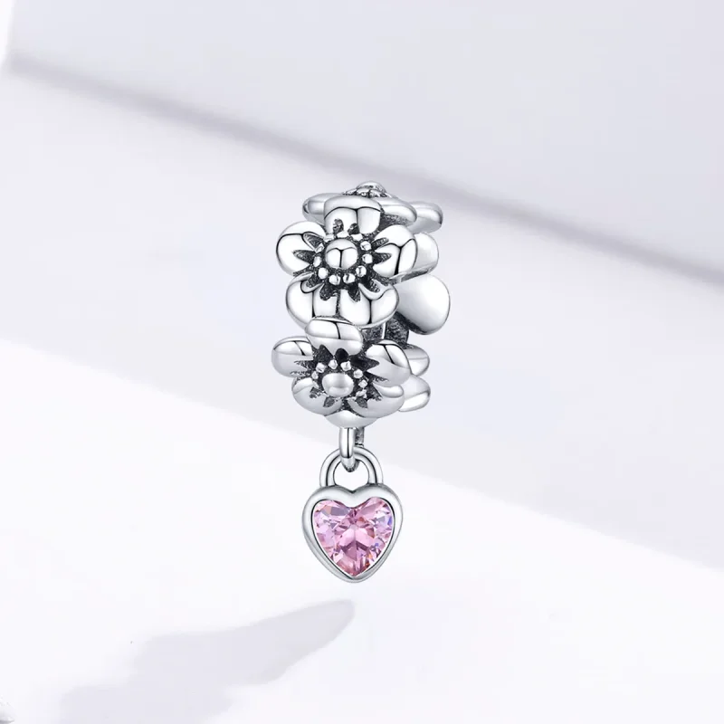 (bilde for) Pandora Style Silver Love Flower Charm - SCC1485 - Vis 2
