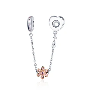 (bilde for) Pandora Style Silver Love Flower Safety Chain - SCC1113