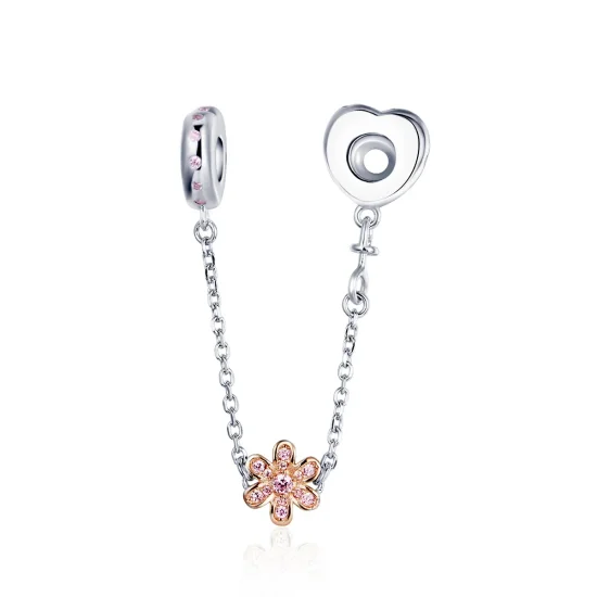 (bilde for) Pandora Style Silver Love Flower Safety Chain - SCC1113