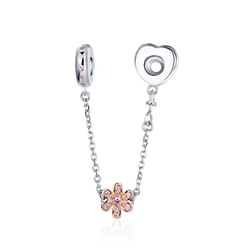(bilde for) Pandora Style Silver Love Flower Safety Chain - SCC1113