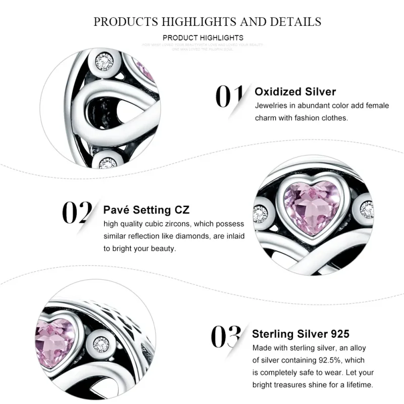 (bilde for) Pandora Style Silver Love Lasts Charm - SCC240 - Vis 5