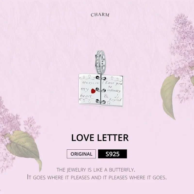 (bilde for) Pandora Style Silver Love Letter Dangle - SCC1262 - Vis 2