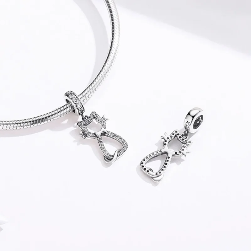 (bilde for) Pandora Style Silver Lovely Cat Dangle - SCC1162 - Vis 3