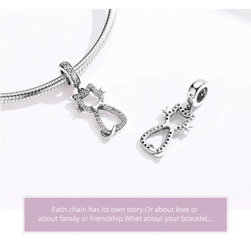 (bilde for) Pandora Style Silver Lovely Cat Dangle - SCC1162 - Vis 4