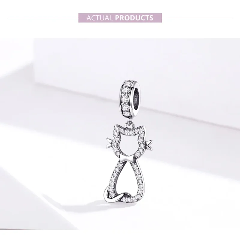 (bilde for) Pandora Style Silver Lovely Cat Dangle - SCC1162 - Vis 6