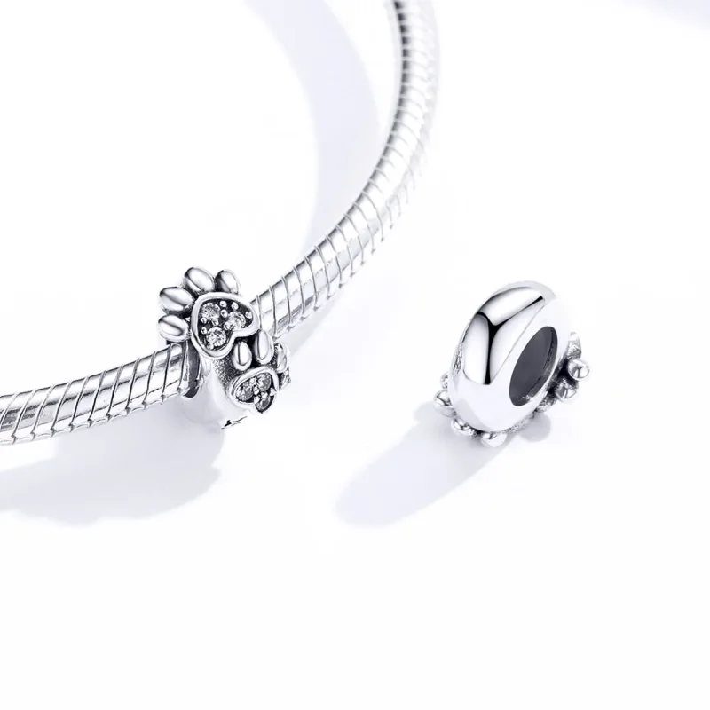 (bilde for) Pandora Style Silver Lovely Cat Paw Spacer - SCC1312 - Vis 4