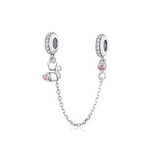 (bilde for) Pandora Style Silver Lovely Cat Safety Chain - SCC1233