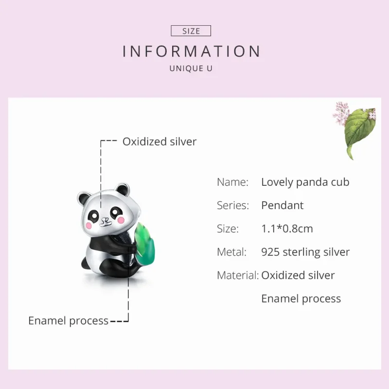 (bilde for) Pandora Style Silver Lovely Panda Cub Charm - SCC1832 - Vis 7