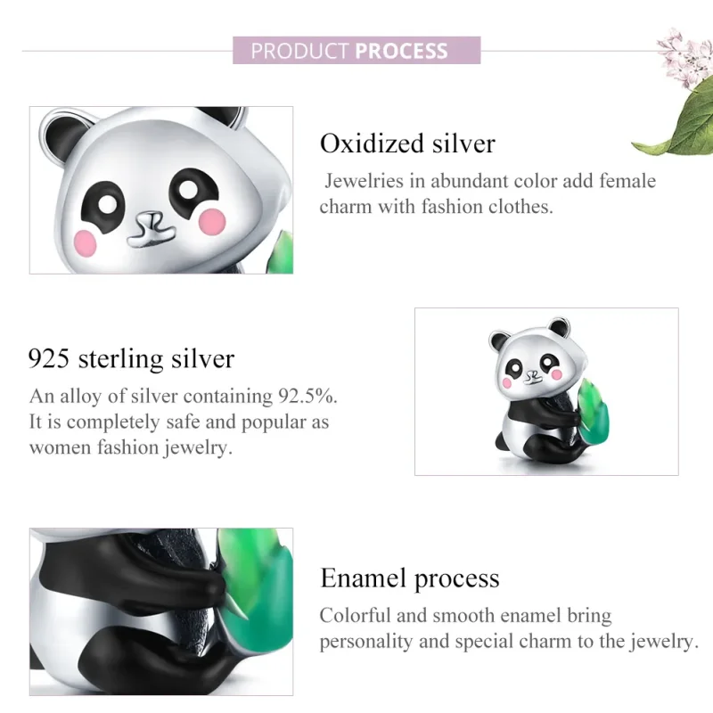 (bilde for) Pandora Style Silver Lovely Panda Cub Charm - SCC1832 - Vis 8