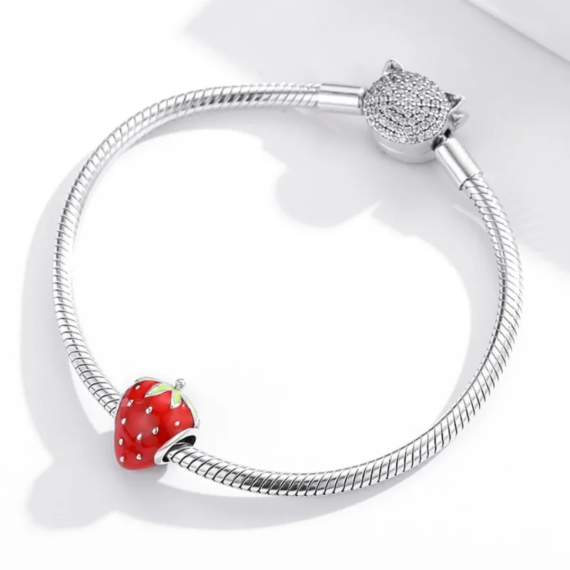 (bilde for) Pandora Style Silver Lovely Strawberry Charm - SCC1839 - Vis 3