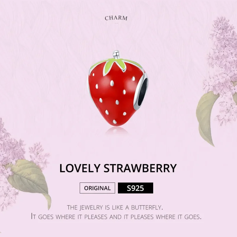(bilde for) Pandora Style Silver Lovely Strawberry Charm - SCC1839 - Vis 6