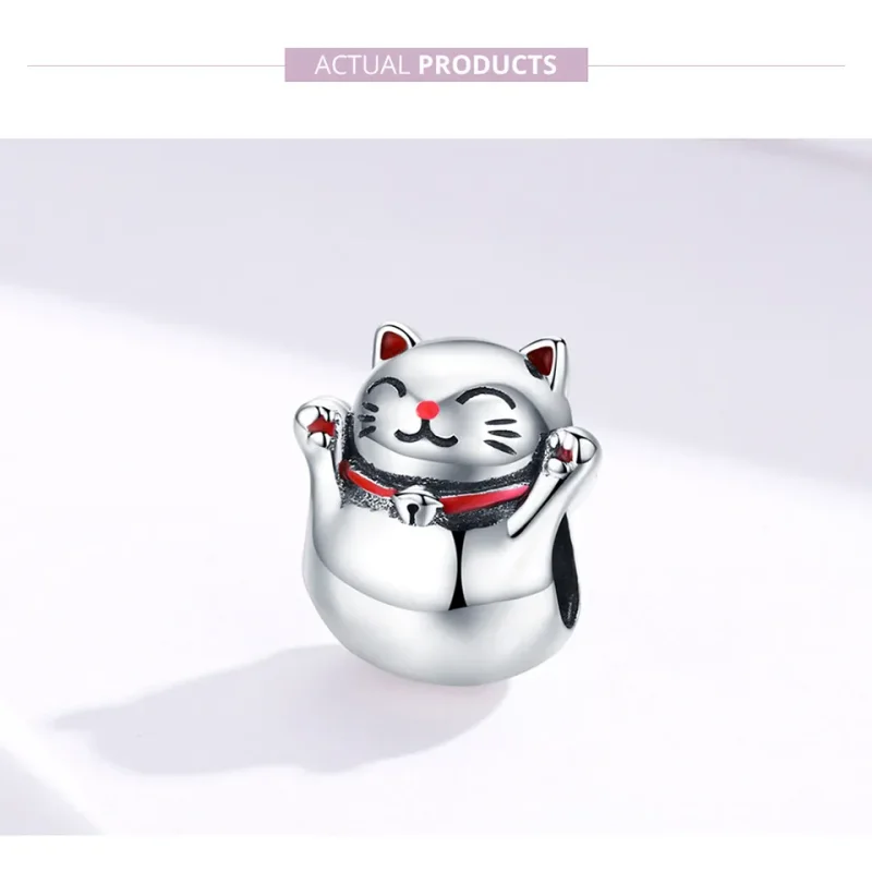 (bilde for) Pandora Style Silver Maneki Neko Charm - SCC1178 - Vis 5