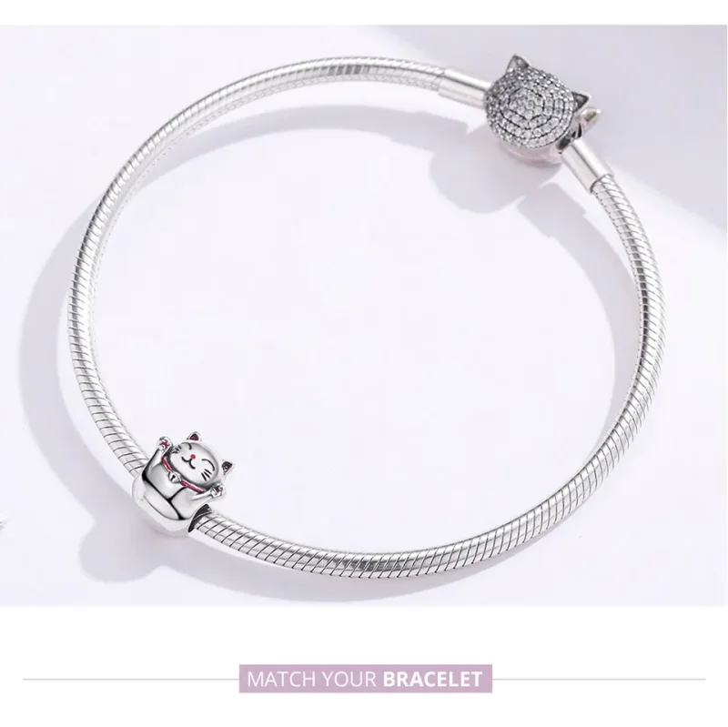 (bilde for) Pandora Style Silver Maneki Neko Charm - SCC1178 - Vis 6