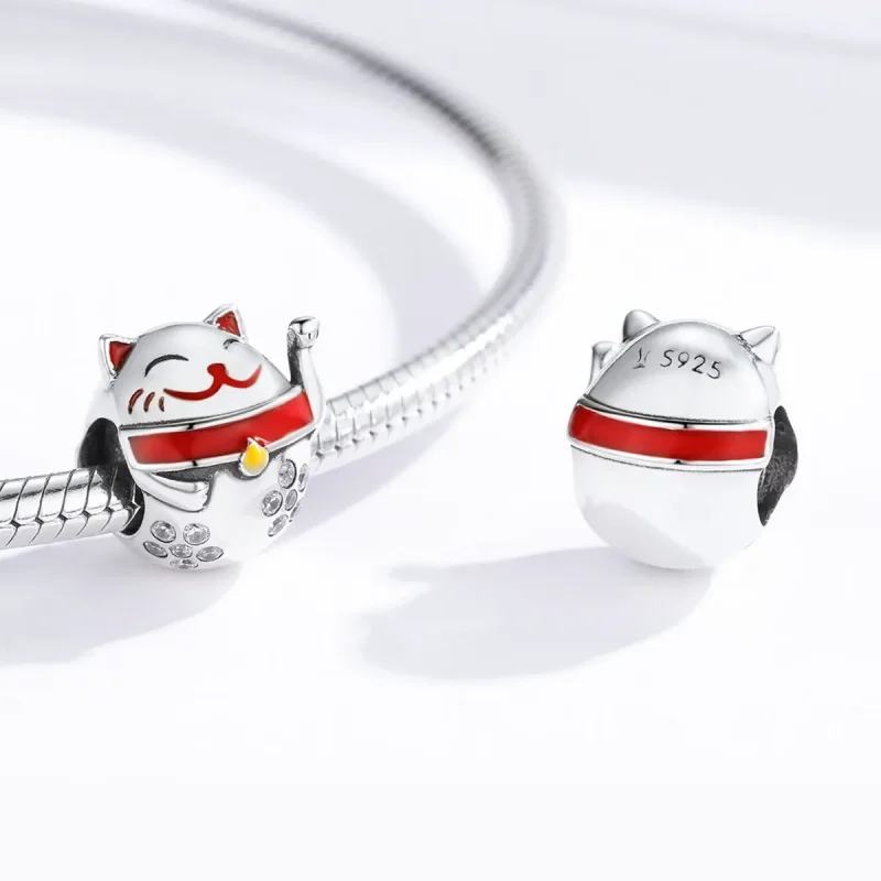 (bilde for) Pandora Style Silver Maneki Neko Charm - SCC1374 - Vis 4