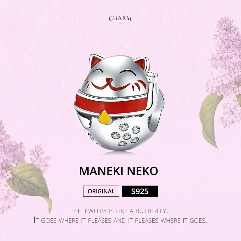 (bilde for) Pandora Style Silver Maneki Neko Charm - SCC1374 - Vis 5