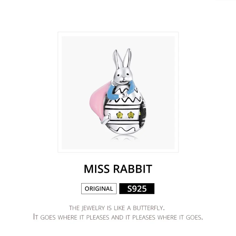 (bilde for) Pandora Style Silver Miss Rabbit Charm - SCC1754 - Vis 6