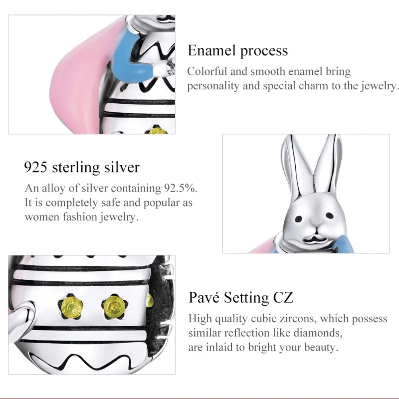 (bilde for) Pandora Style Silver Miss Rabbit Charm - SCC1754 - Vis 7