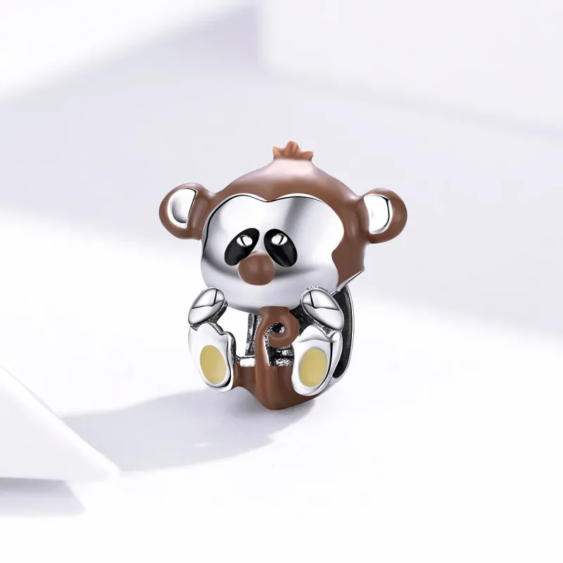 (bilde for) Pandora Style Silver Monkey Charm - BSC125 - Vis 2