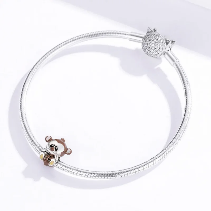 (bilde for) Pandora Style Silver Monkey Charm - BSC125 - Vis 3