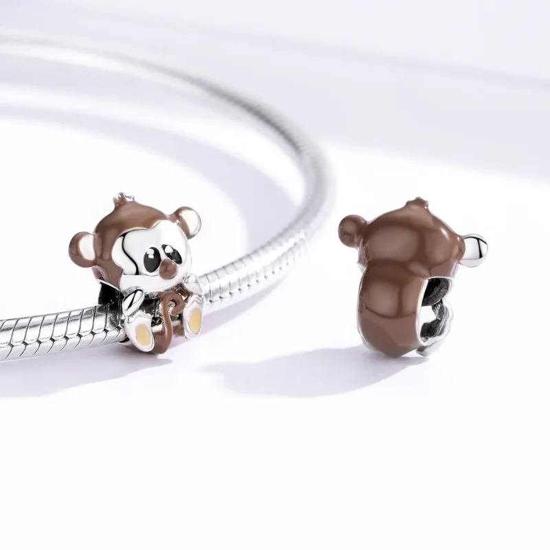 (bilde for) Pandora Style Silver Monkey Charm - BSC125 - Vis 4