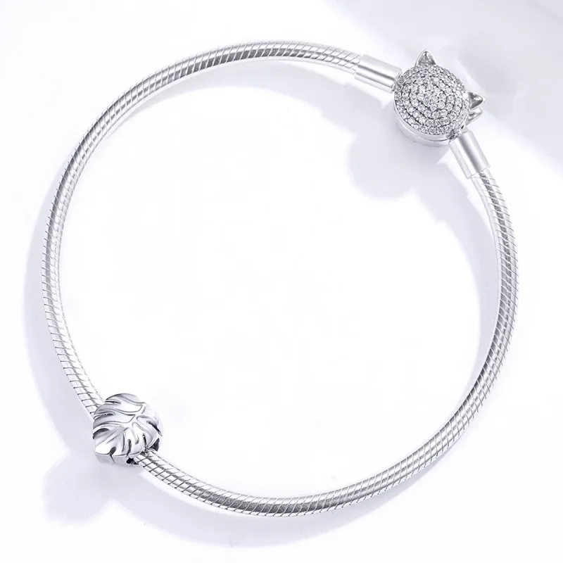 (bilde for) Pandora Style Silver Monstera Charm - BSC141 - Vis 3