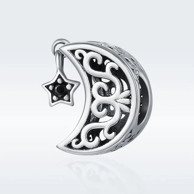 (bilde for) Pandora Style Silver Moon And Star Charm - SCC483 - Vis 2