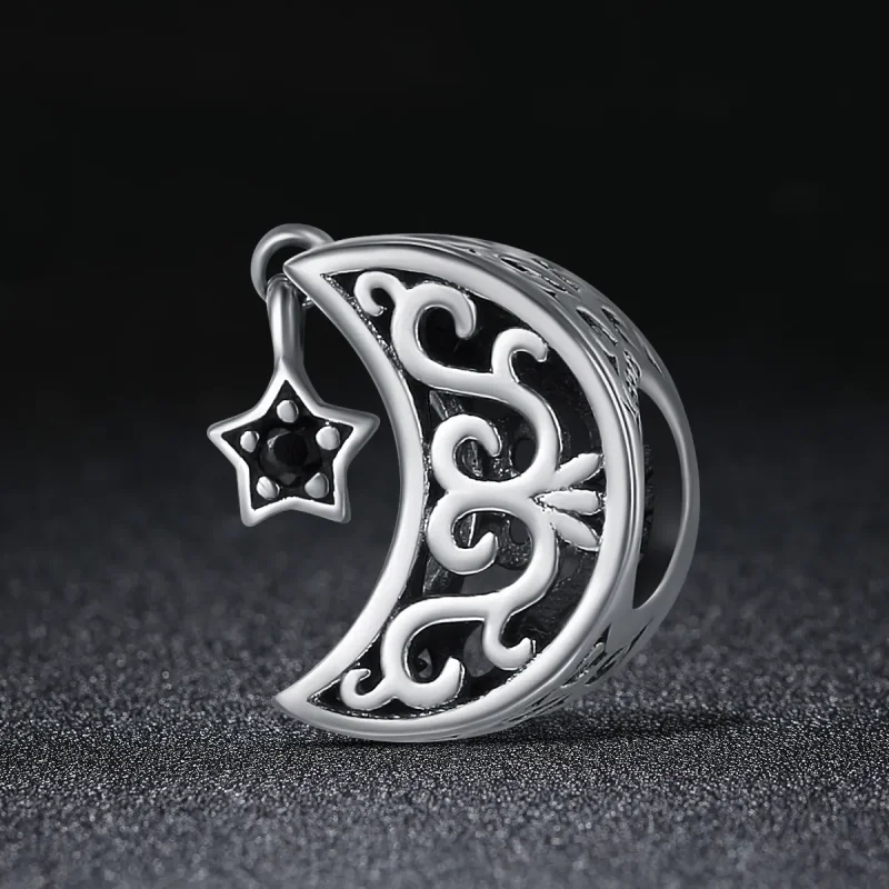 (bilde for) Pandora Style Silver Moon And Star Charm - SCC483 - Vis 3