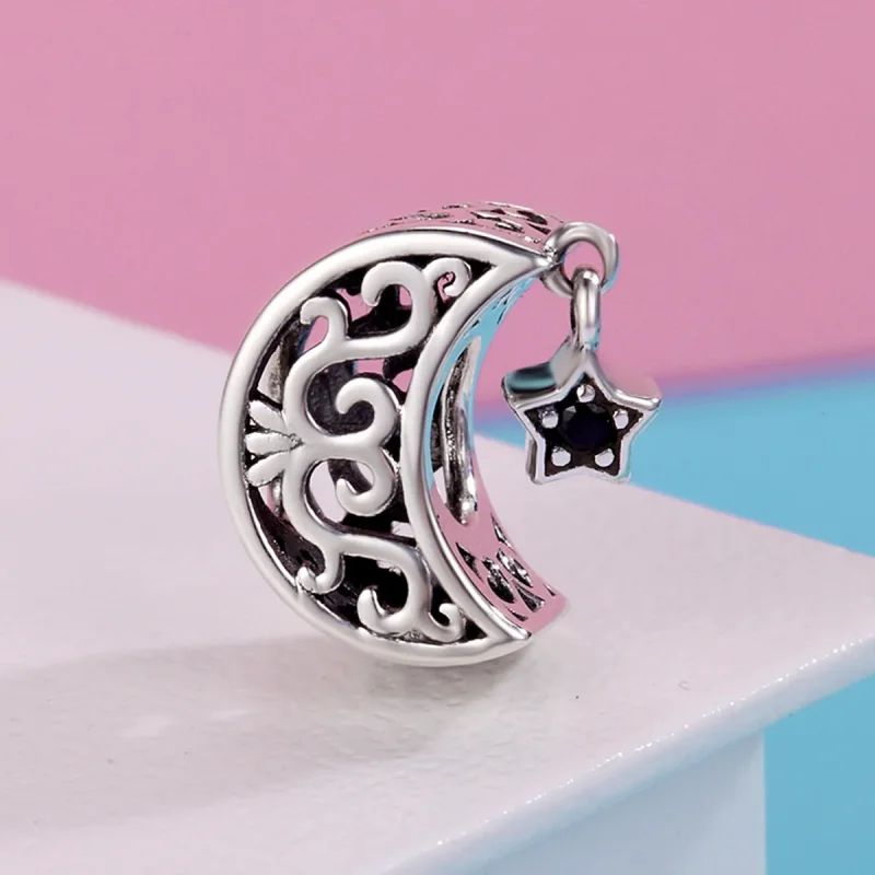 (bilde for) Pandora Style Silver Moon And Star Charm - SCC483 - Vis 4